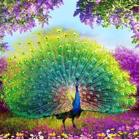 Peacock 5d Diamond Painting Kit Diy Full Drill Crystal Etsy