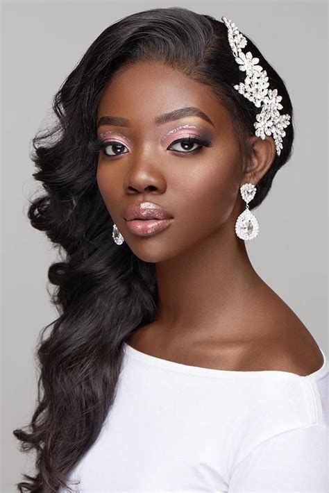 30 Black Bride Makeup Ideas Black Wedding Hairstyles Bride Makeup