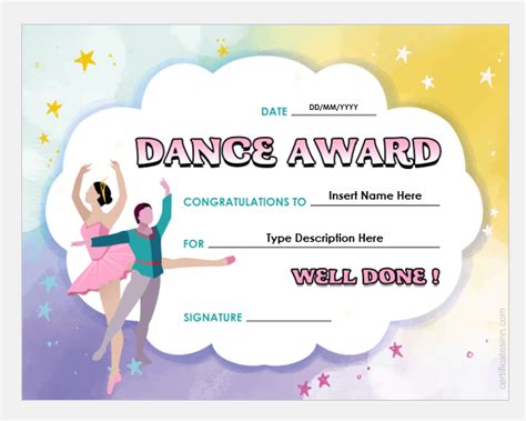 Best Dance Award Certificate Templates Professional Certificate Templates