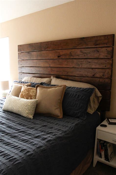 Easy DIY Wood Plank Headboard Do It Yourself Fun Ideas Bed Headboard Design Wood Furniture