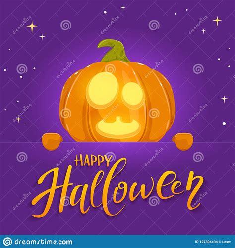 Banner With Happy Halloween And Pumpkin Stock Vector - Illustration of face, decorative: 127304494