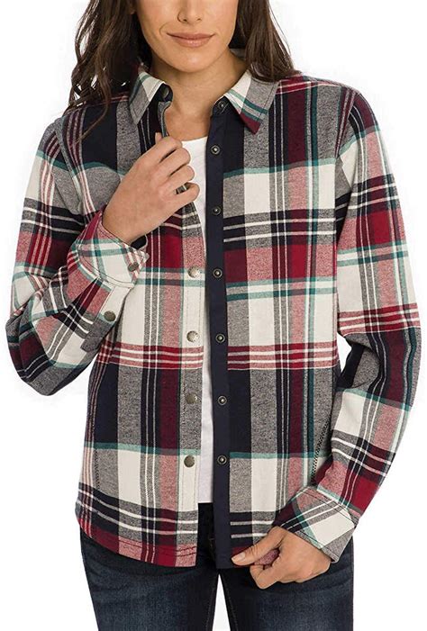 Orvis Women Fleece Lined Cotton Flannel Plaid Shirt Jacket Walmart Com