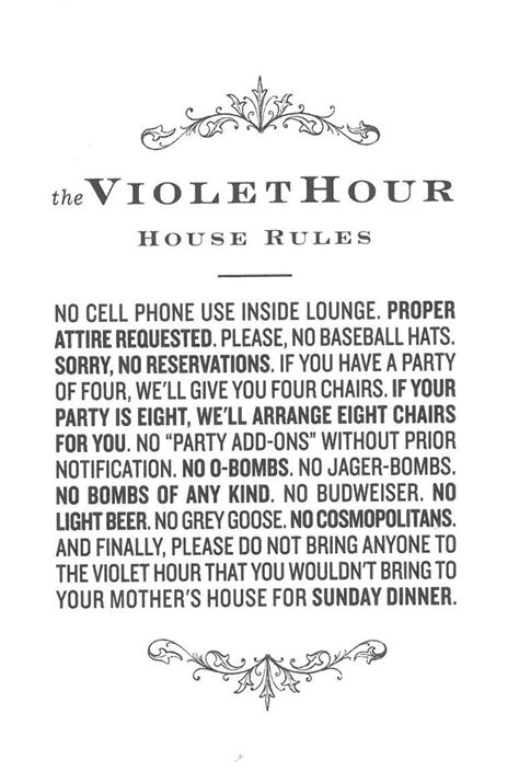 House Rules House Rules Rules Violet