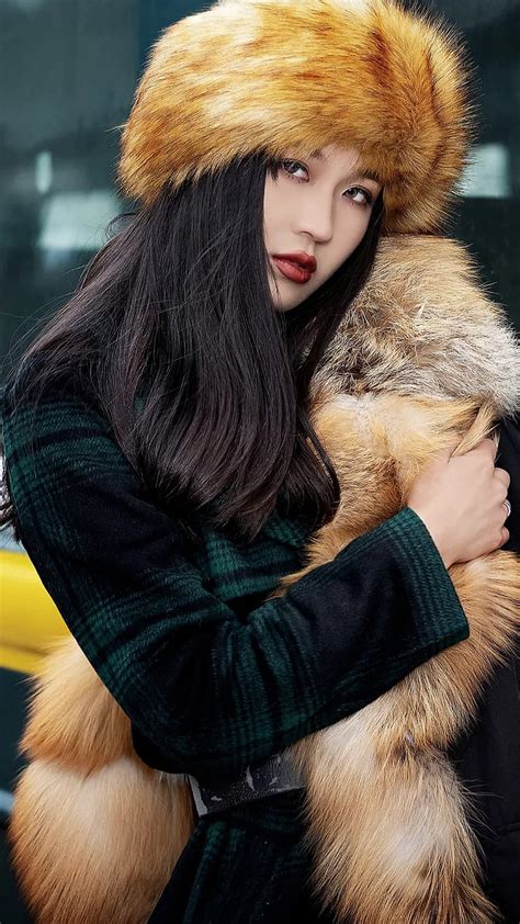 Fashion Asian Asian Girl Coat Cute Fur Hat Lovely Pretty Hd