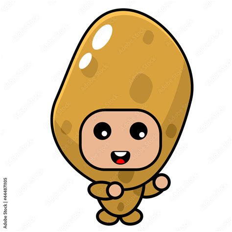 Cartoon Vector Cute Potato Mascot Costume Character Doing Dubbing Style