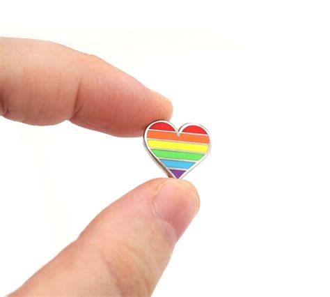 Tiny Pride Pin Rainbow Heart Enamel Pin Lapel Pin Lgbtq Etsy