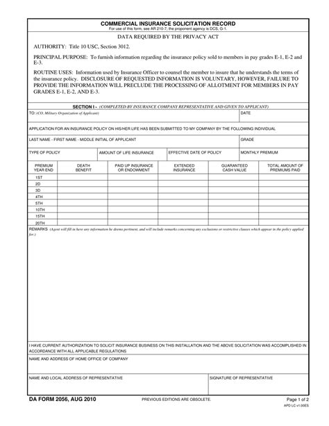 Da Form 2056 Fill Out Sign Online And Download Fillable Pdf