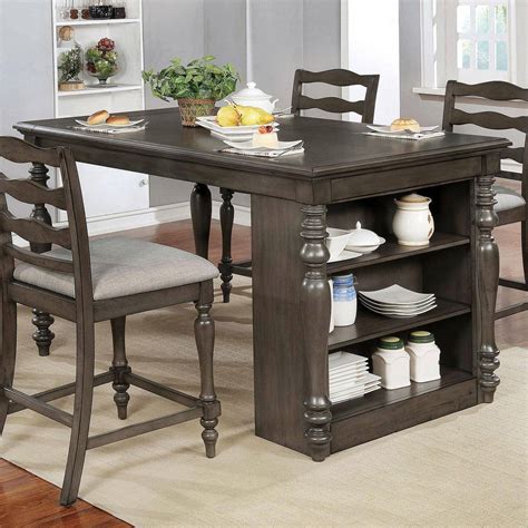 Rustic Wood Counter Height Table In Gray Theresa By Furniture Of