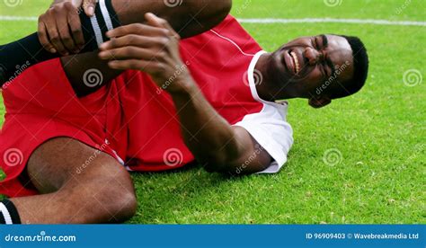 Injured Football Player Lying On Grass Stock Video Video Of Filming