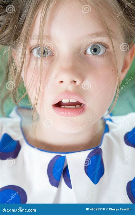 Portrait Of Surprised 8 Year Old Girl Closeup Stock Photo Image 49523118