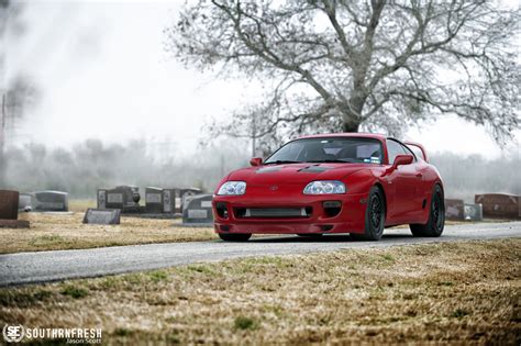 Renaissance Red Toyota Supra Posing In A Weird Location Autoevolution