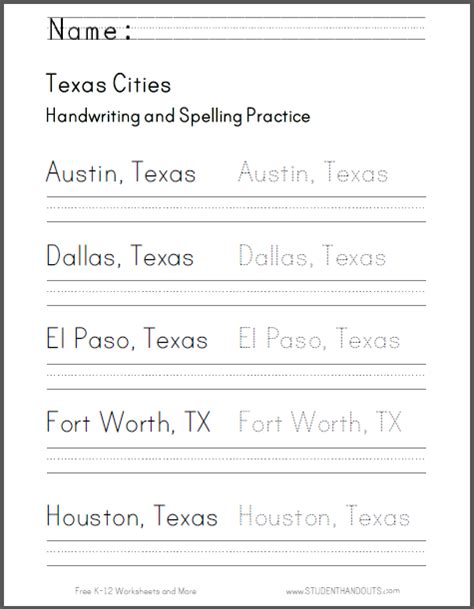 These are the latest versions of the handwriting worksheets. Texas Handwriting Practice Worksheets - Free to print (PDF files). Cursive script or print ...