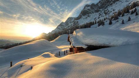 Winter Mountains In Austria Uhd 4k Wallpaper Gilded Wallpapers