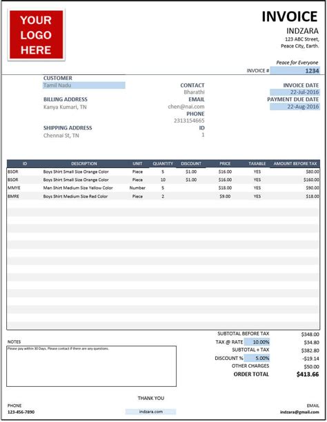 Free Invoice Templates For Microsoft Excel Benefitsnipod