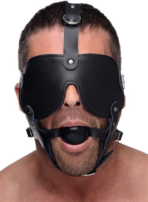 Strict Leather Black Gag And Blindfold Head Harness Amazonca Health