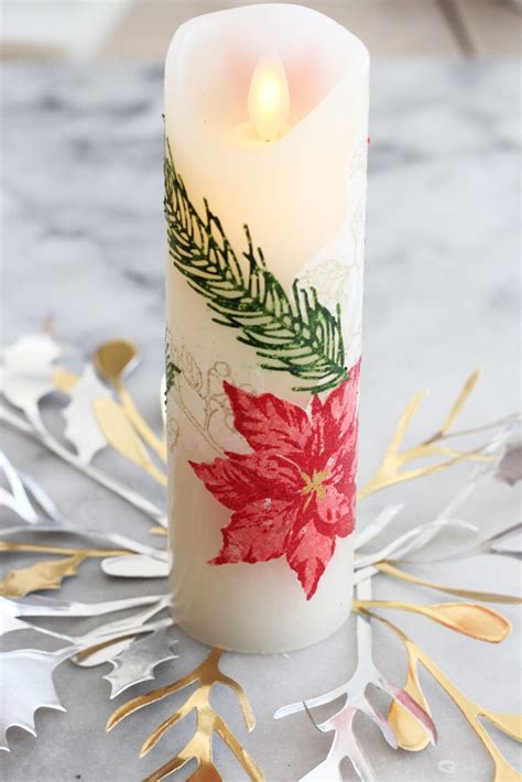 Decoupaged Christmas Candle Sparkle Living Blog