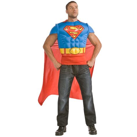 Superman Muscle Chest Shirt With Cape Costume