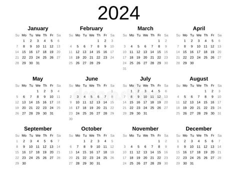 Desk Calendar 2024 Template Sunday Start Stock Illustration