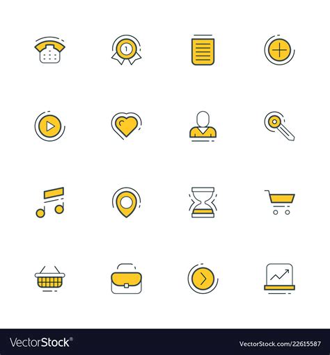 Set Of Flat Line Business Icons Royalty Free Vector Image