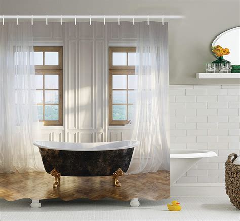Antique Shower Curtain Retro Bathtub In Modern Room