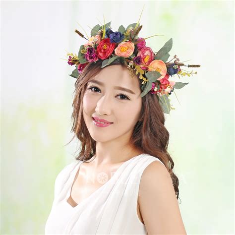 Flower Hair Wreath Simulation Garland Wedding Headdress Tiara Floral Bridal Hair Accessories