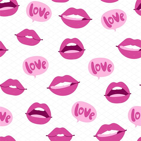 Female Lips Seamless Pattern Illustrations Creative Market