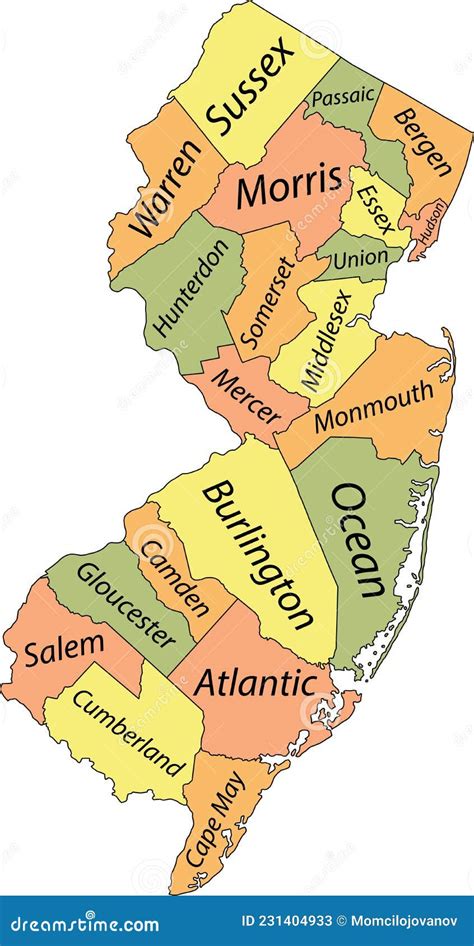 Mapa De Condados De Pastel De Nueva Jersey Usa Ilustraci N Del Vector