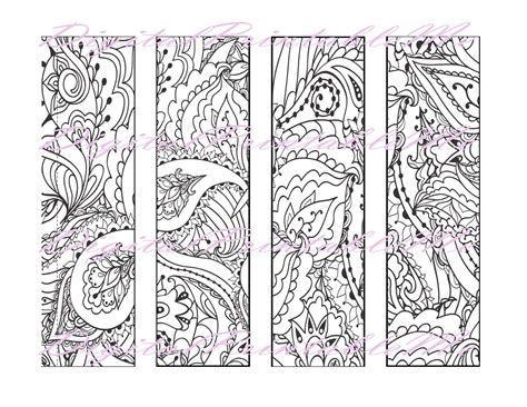 Printable Bookmark Coloring Page Book Mark Adult Instant