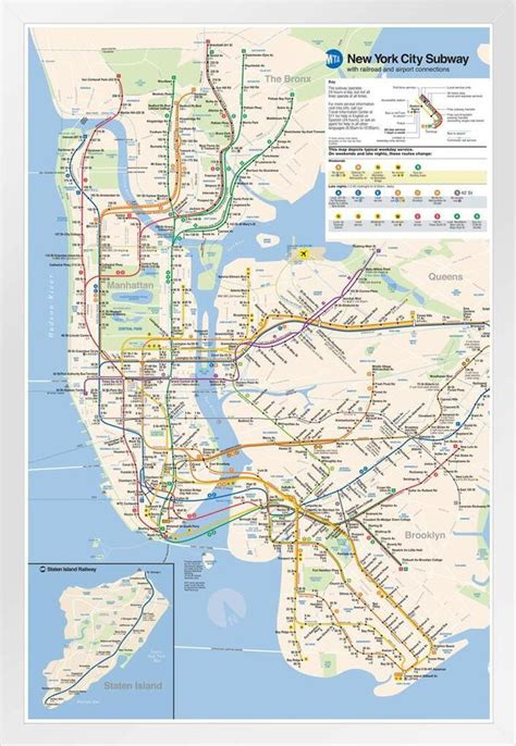 Nyc Subway Map Poster New York City Official Mta 2023 2024 Edition