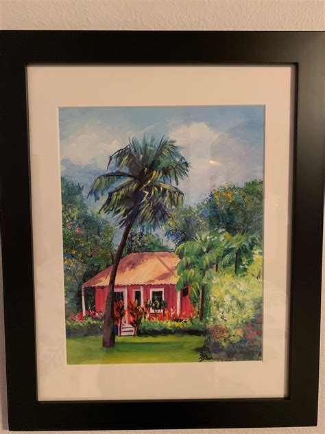 Pink Cottage Hawaiian Paintings Art Print Kauai Art Hawaii Art