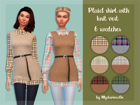Plaid Shirt With Knit Vest The Sims 4 Catalog