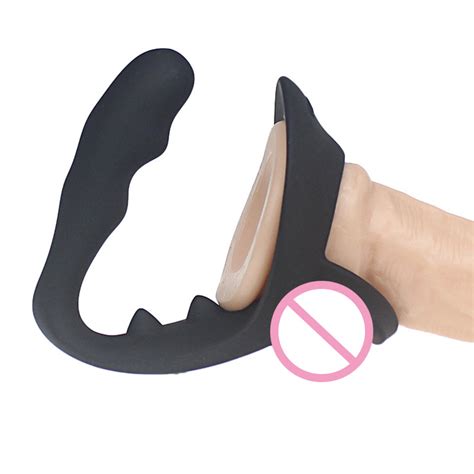 Black Silicone Anal Plug Penis Ring Ball Stretcher Male Prostate Massager Butt Plug Cock Ring