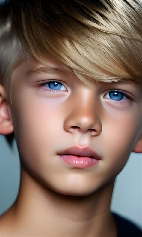 Realistic Drawing Of A Cute Young Boy With Blond Hair He Has Beautiful