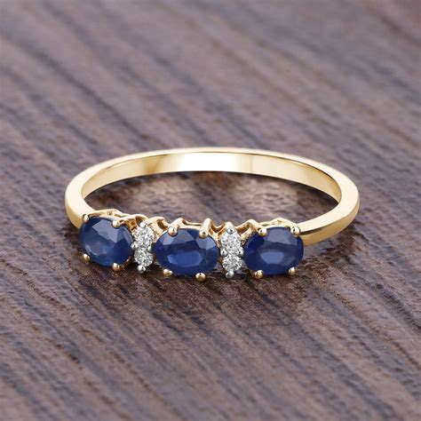 10kt Gold Blue Sapphire Ring Genuine Blue Sapphire Oval And Etsy