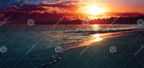 Caribbean Sunset On Tropical Beach Sky Sunset Stock Photo Image Of