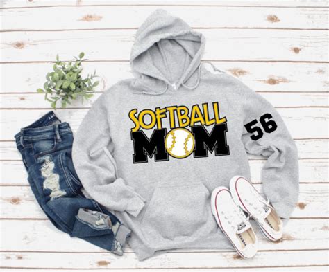 Softball Mom Hoodie Customized With Name And Players Number Etsy