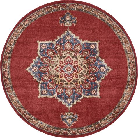 Montana terracotta rug from £54.99. Unique Loom Arcadia Terracotta 8 ft. x 8 ft. Round Area ...
