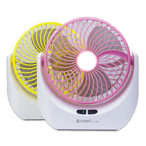 JY JY 1880 Rechargeable Mini Table Fan With LED Light Multicolor