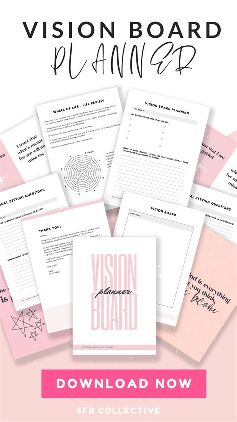Vision Board Planner 38 Pages Sfb Collective Vision Board Planner