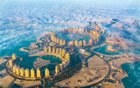 Premium Photo Aerial View Of The Pearl Qatar Island In Doha Through