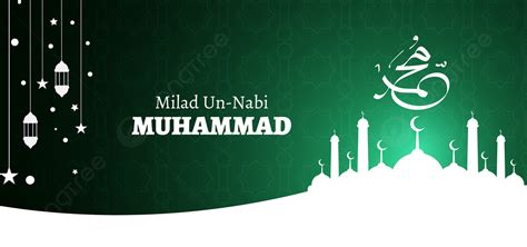 Eid Milad Un Nabi Banner Background In Green Color Mawlid Maulid