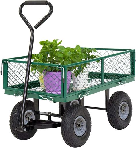 Garden Carts Yard Dump Wagon Cart Lawn Utility Cart Outdoor Steel Heavy