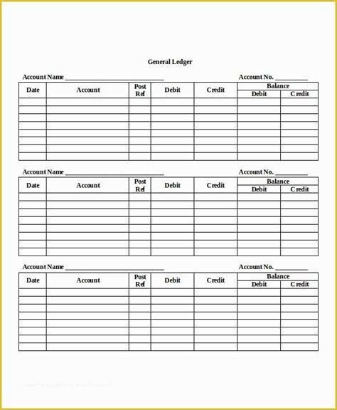Free Accounting General Ledger Template Of T Account Ledger Template