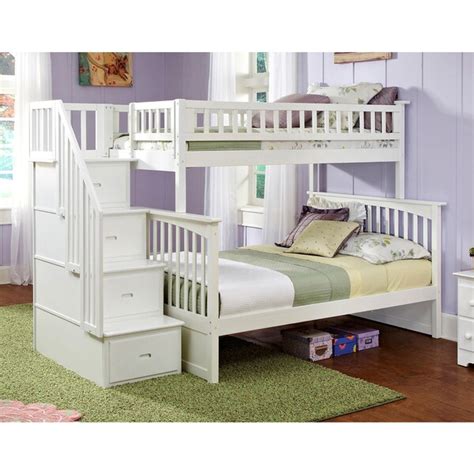 Columbia Staircase Bunk Bed Twin Over Full In White Free Shipping