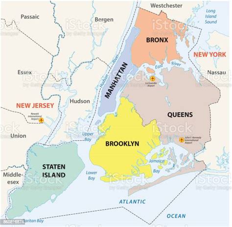 New York City 5 Boroughs Map Stock Illustration Download