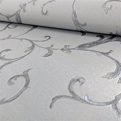 Sirpi Italian Floral Silver Grey Metalic Wallpaper 20594 Wallpaper World