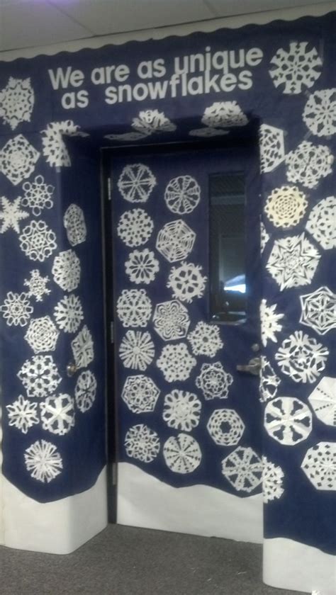 This We Are As Unique At Snowflakes Classroom Door And Hallway