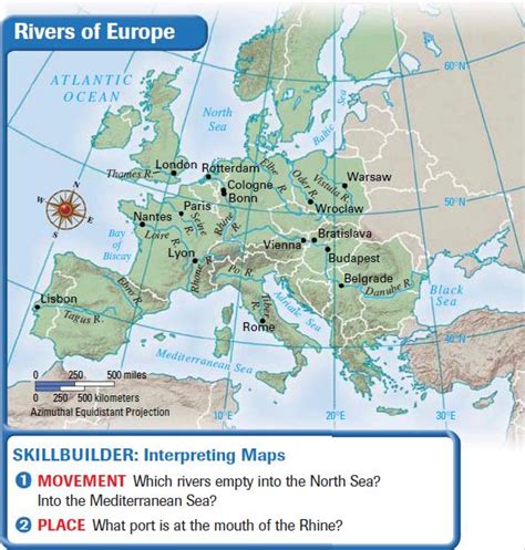 European Rivers And Bodies Of Water Map