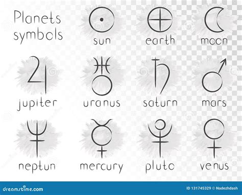 Sistema Del Vector De Símbolos Astrológicos De Los Planetas Elementos