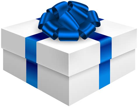 Gift Box With Dark Blue Bow Png